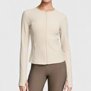 New Victoria's Secret Cream Lux Rib Activewear Jacket